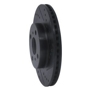 Scion iQ Brake Rotor (1) - Front Right - R1 Concepts - Drilled & Slotted - Black - `06-`19